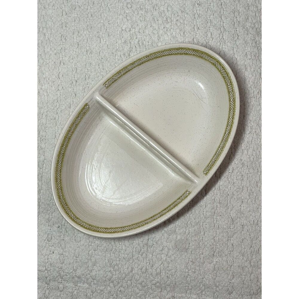 Franciscan Hacienda Green Oval Divided Vegetable Serving Bowl Dish